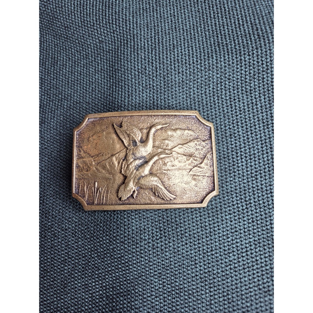 Vintage BTS Solid Brass Mallard Duck Belt Buckle 1970s Wildlife